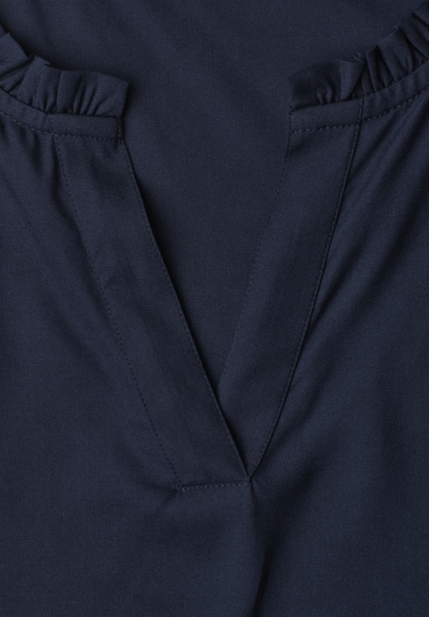 Blusenshirt mit Split Neck und Volant-Ärmeln
