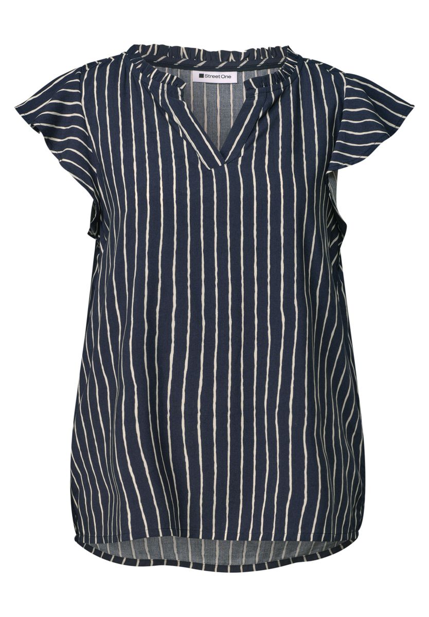 Blusenshirt mit Split Neck und Volant-Ärmeln
