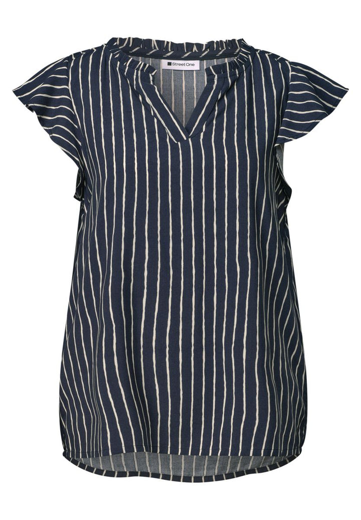 Blusenshirt mit Split Neck und Volant-Ärmeln