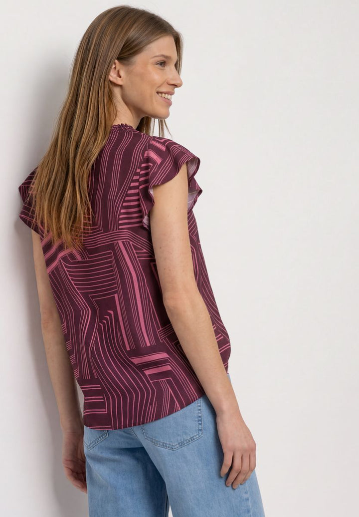 Blusenshirt mit Split Neck und Volant-Ärmeln