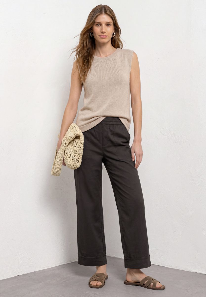 Straight Leg Hose im Casual Fit mit Turn-Up