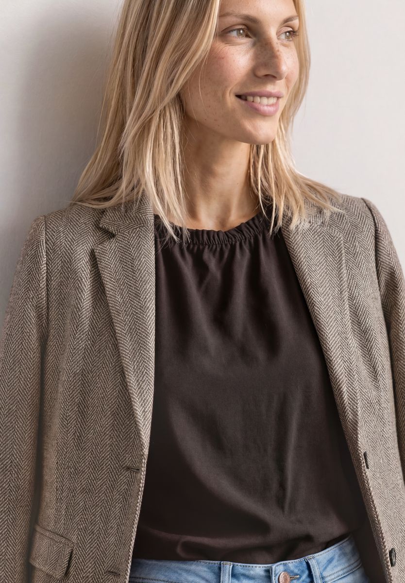 Basic Blazer mit Reverskragen und Dessin