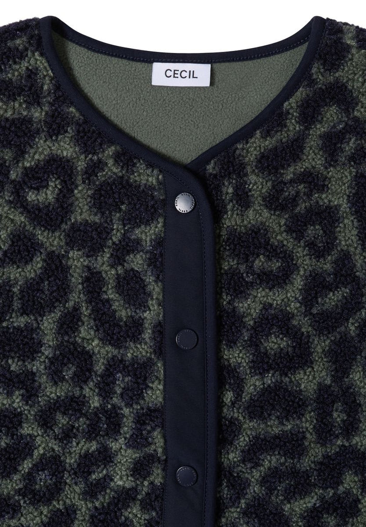 Teddy-Weste mit Softshelldetails und Leo-Muster