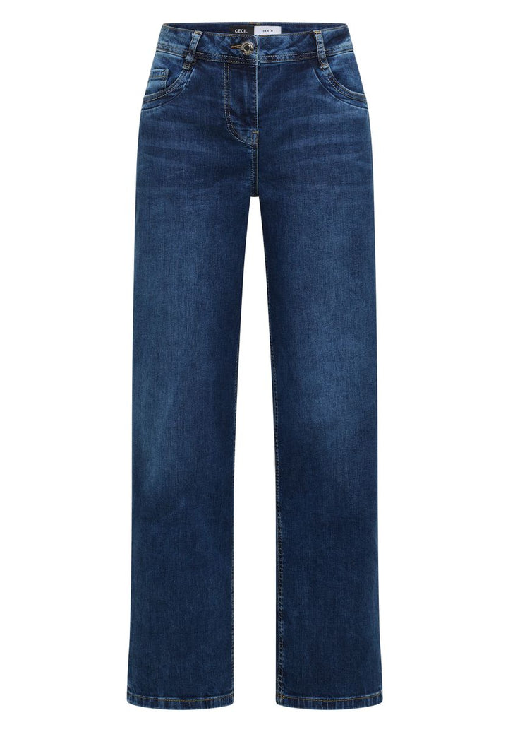 Wide Leg Jeans mit Turn-Up im Leo-Look
