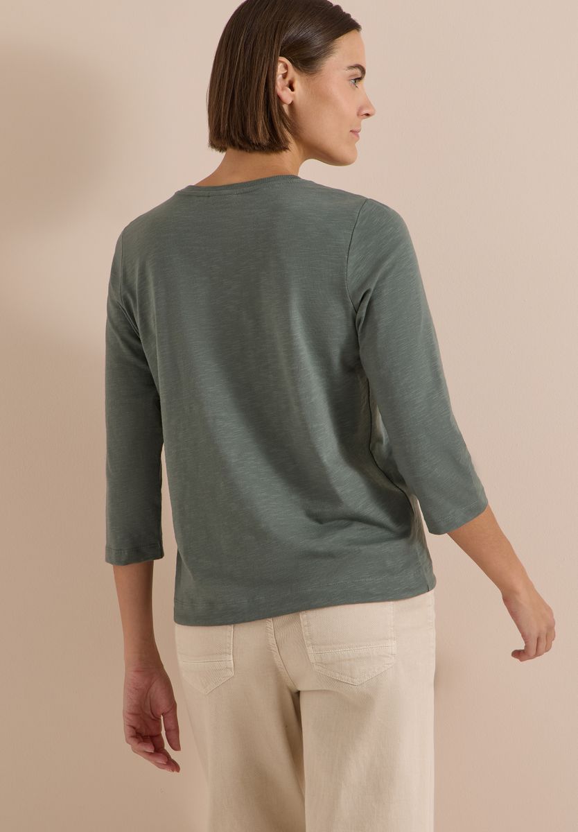 3/4-Arm Shirt mit Rundhals in Unifarbe