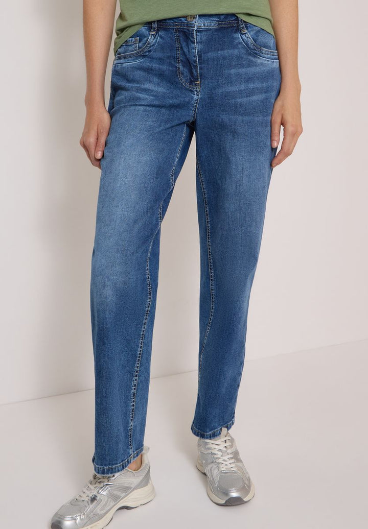 Wide Leg Jeans mit Turn-Up im Leo-Look