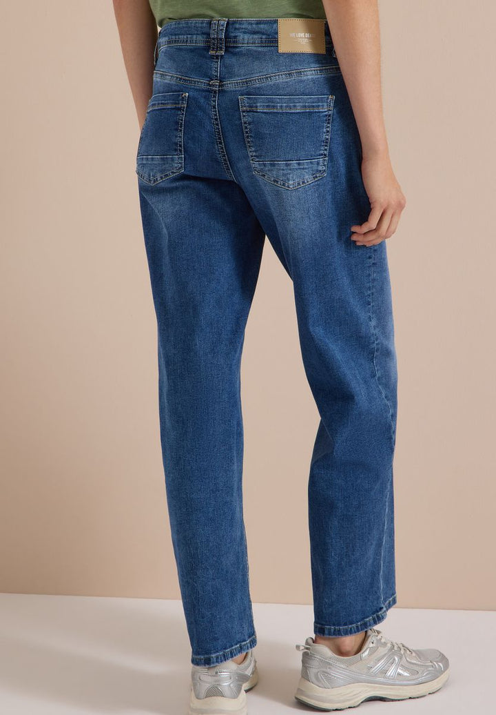 Wide Leg Jeans mit Turn-Up im Leo-Look