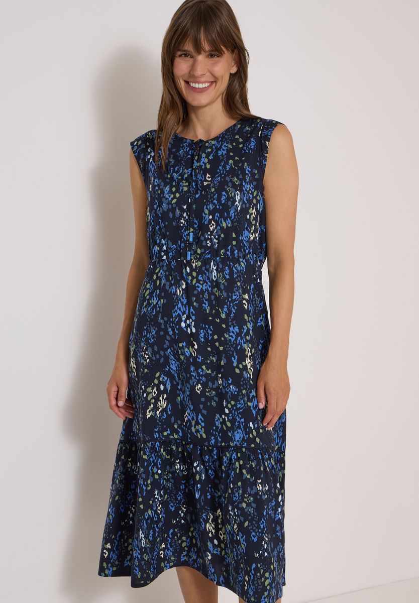 Midikleid mit Split Neck und Print