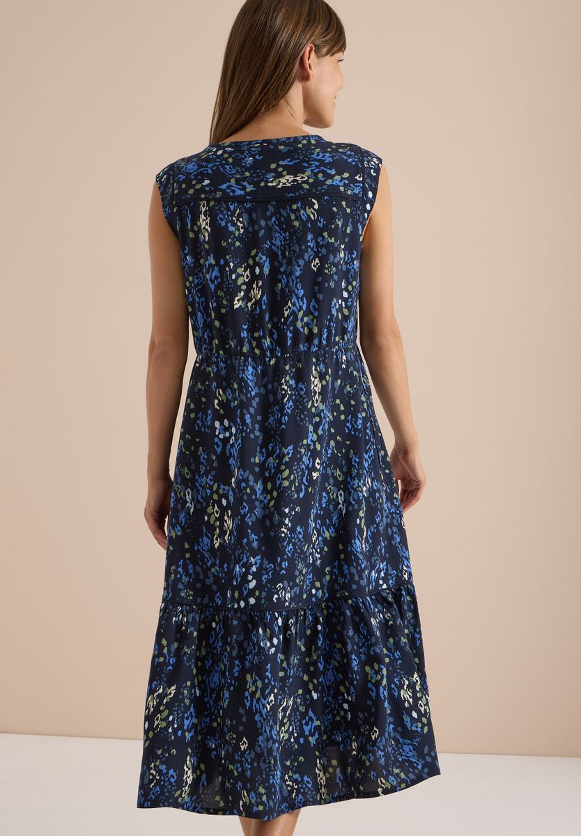 Midikleid mit Split Neck und Print