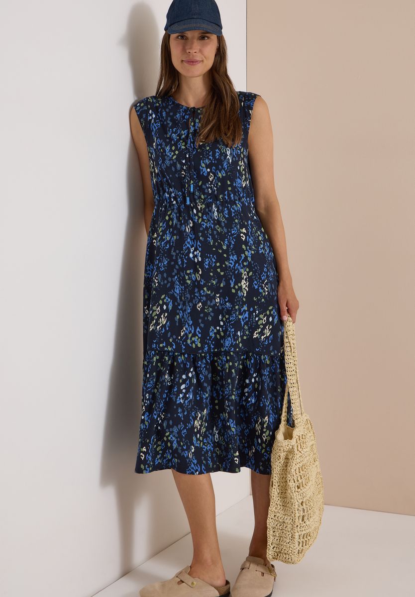 Midikleid mit Split Neck und Print