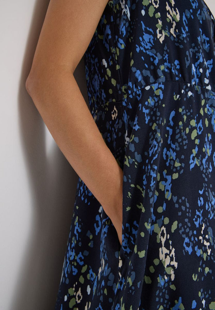 Midikleid mit Split Neck und Print