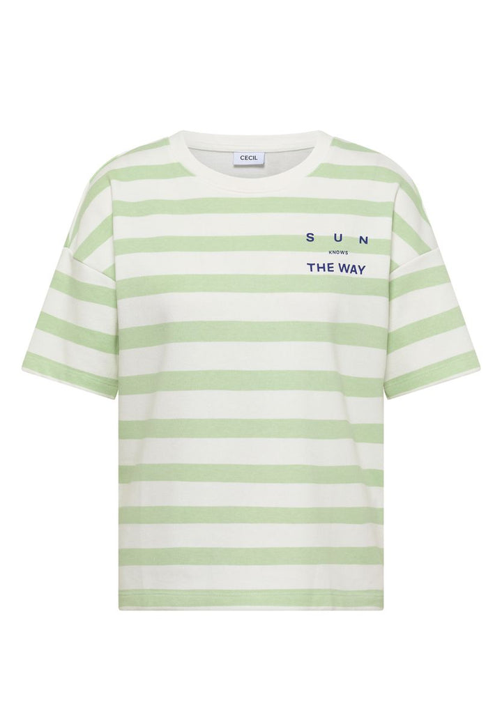 Halbarm Shirt mit Streifen und Wording-Detail
