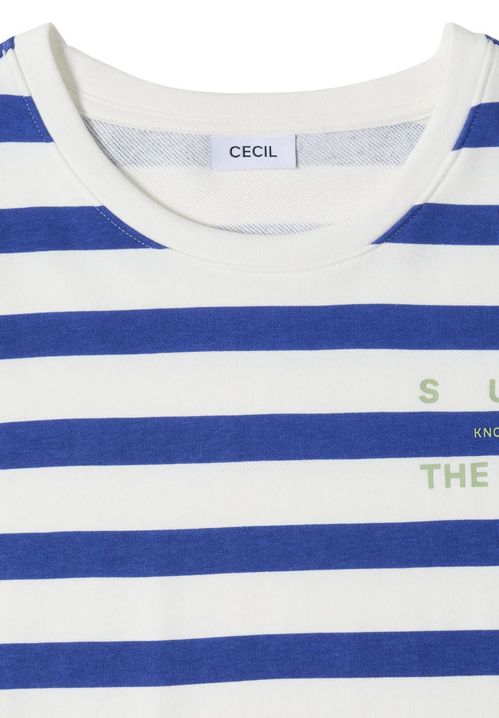 Halbarm Shirt mit Streifen und Wording-Detail