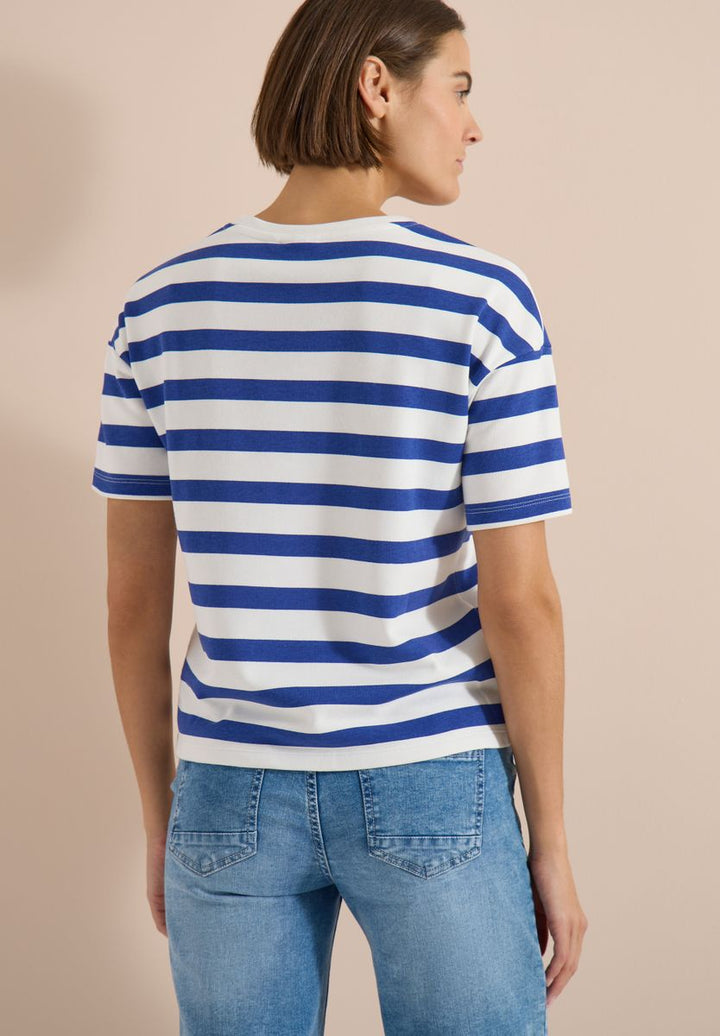 Halbarm Shirt mit Streifen und Wording-Detail