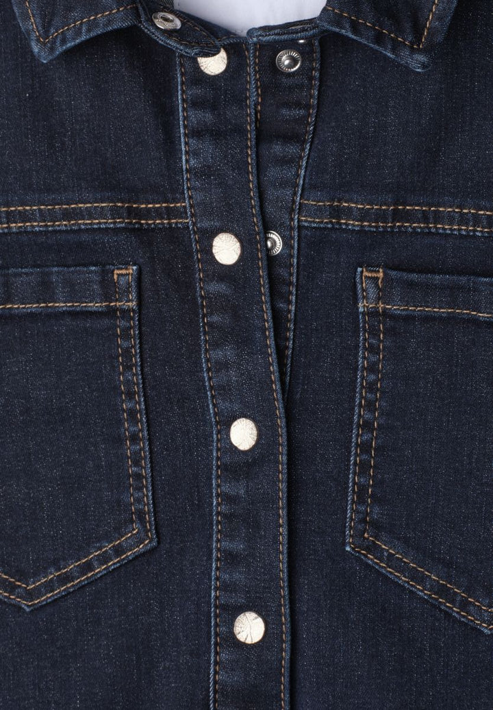 Knielanges Denim Kleid mit 3/4-Arm
