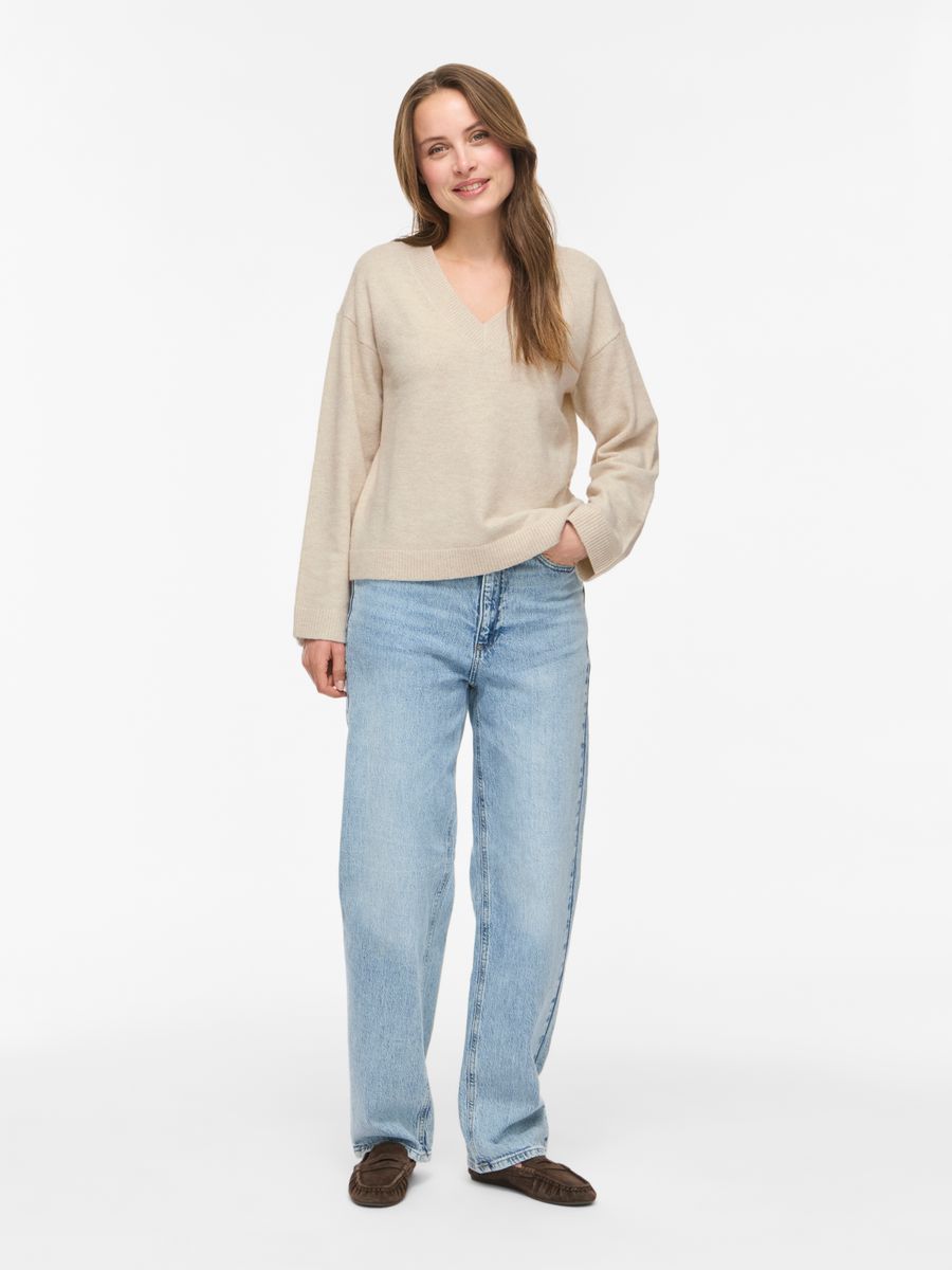 VILIGA L/S REV V-NECK KNIT TOP - NOOS