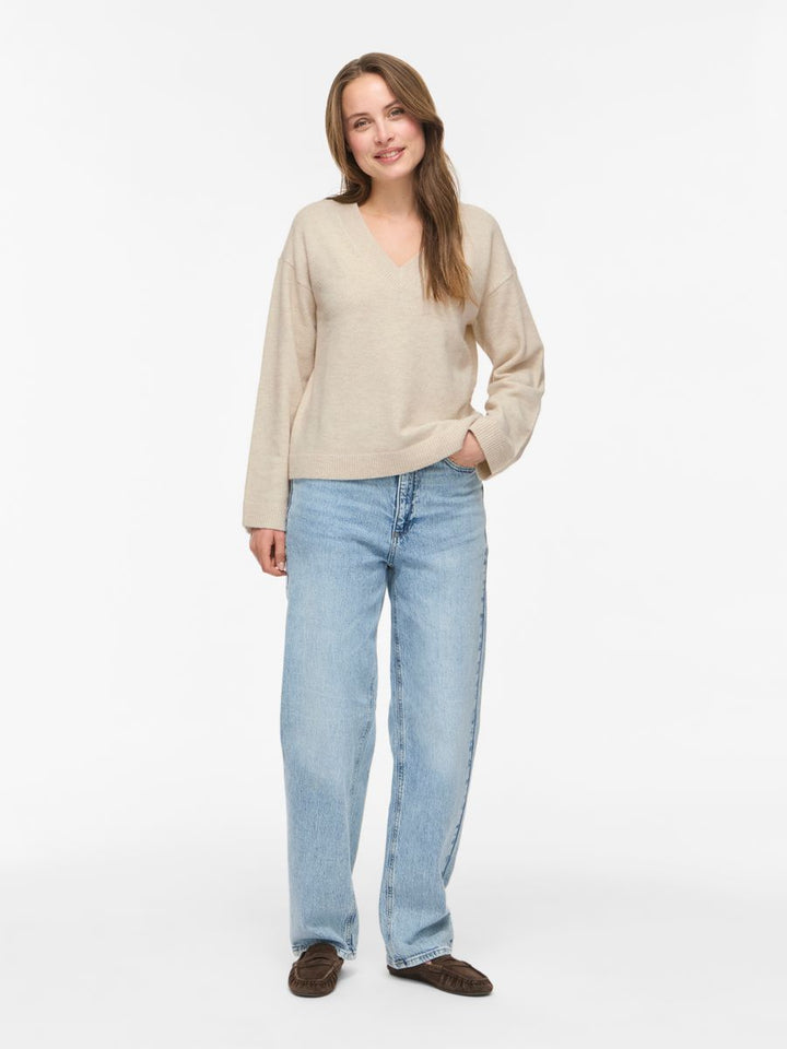 VILIGA L/S REV V-NECK KNIT TOP - NOOS