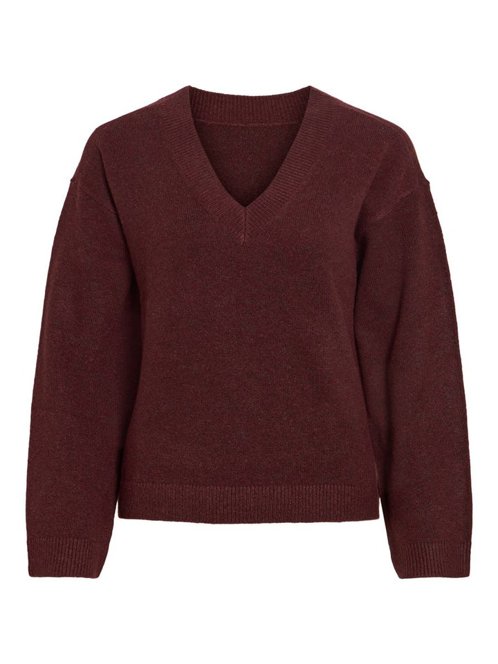VILIGA L/S REV V-NECK KNIT TOP - NOOS