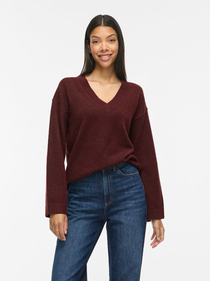 VILIGA L/S REV V-NECK KNIT TOP - NOOS