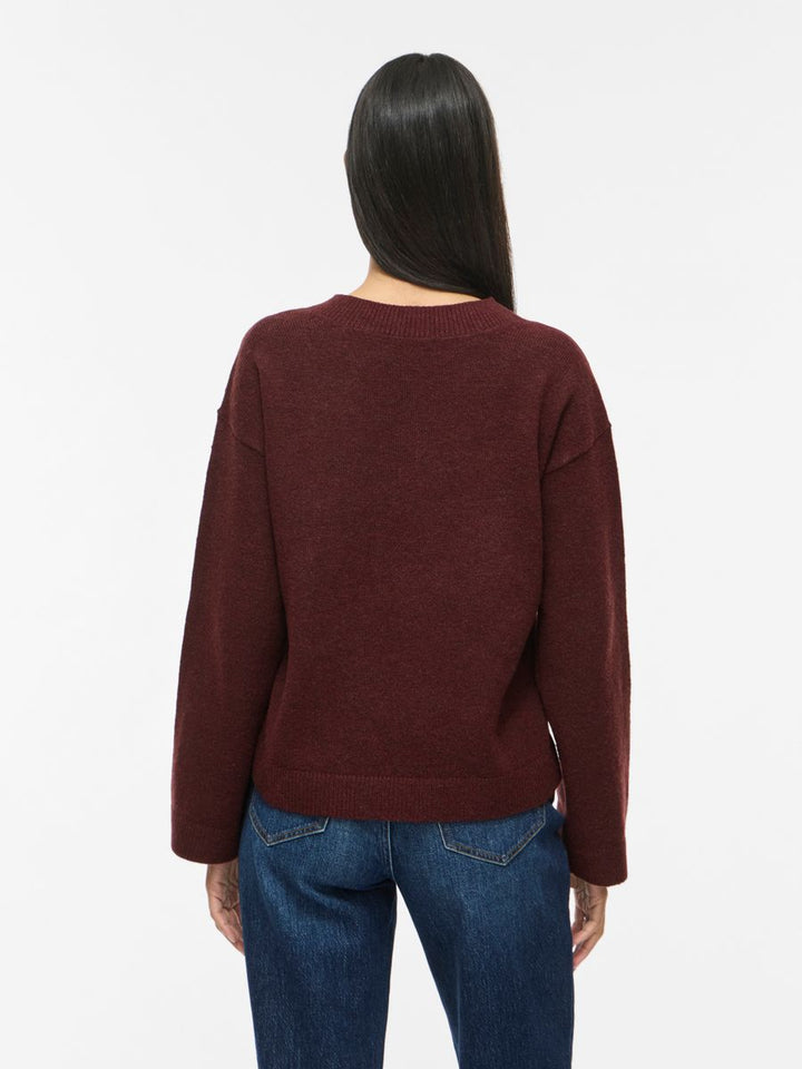 VILIGA L/S REV V-NECK KNIT TOP - NOOS