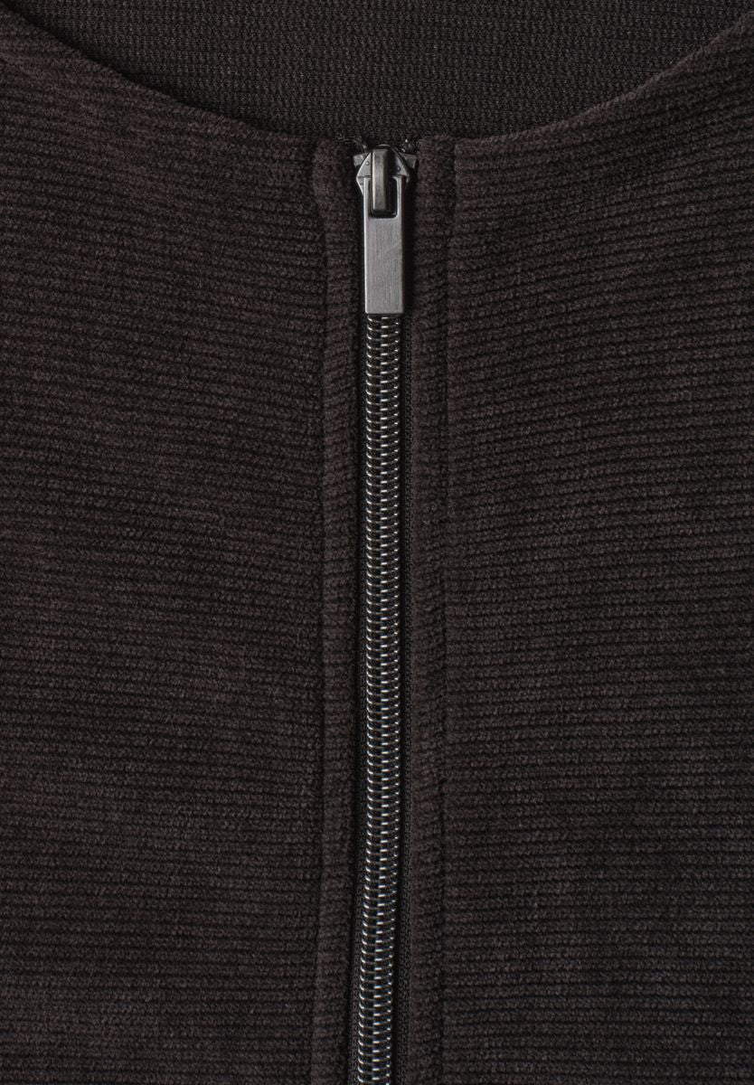 Jacke mit Rundhals in Cord-Optik