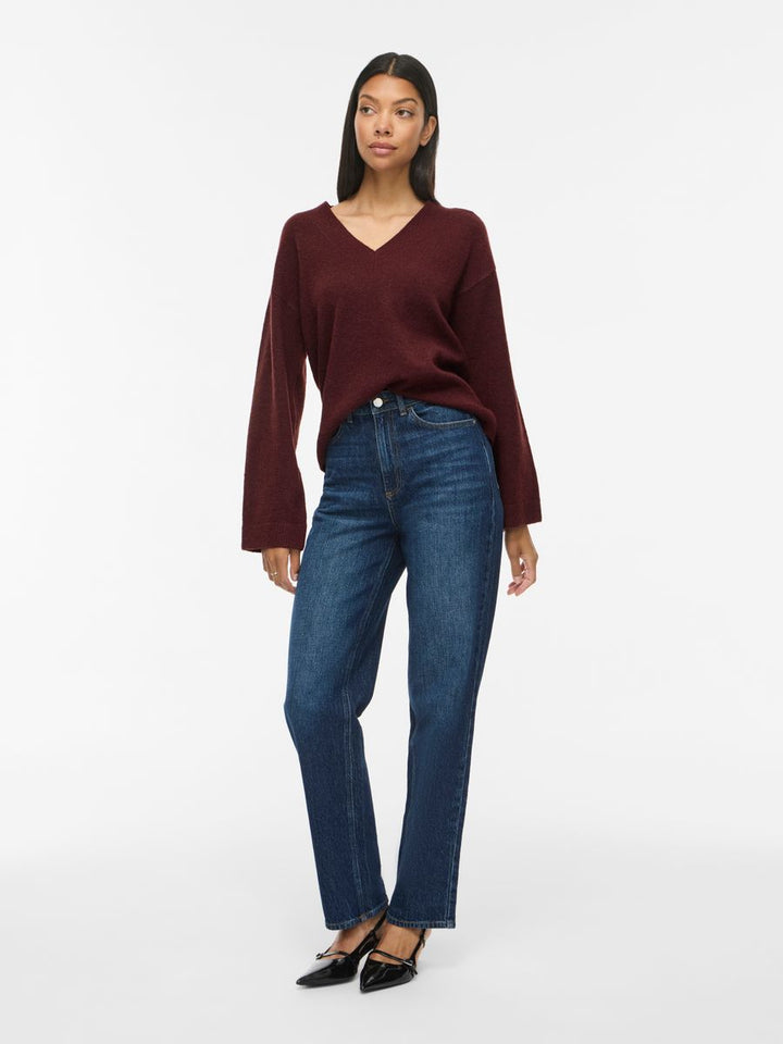 VILIGA L/S REV V-NECK KNIT TOP - NOOS