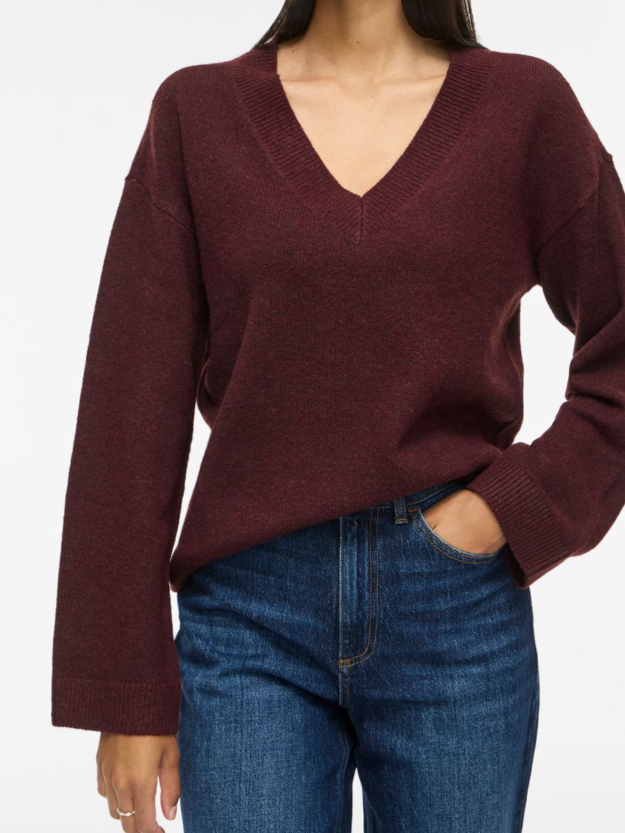 VILIGA L/S REV V-NECK KNIT TOP - NOOS