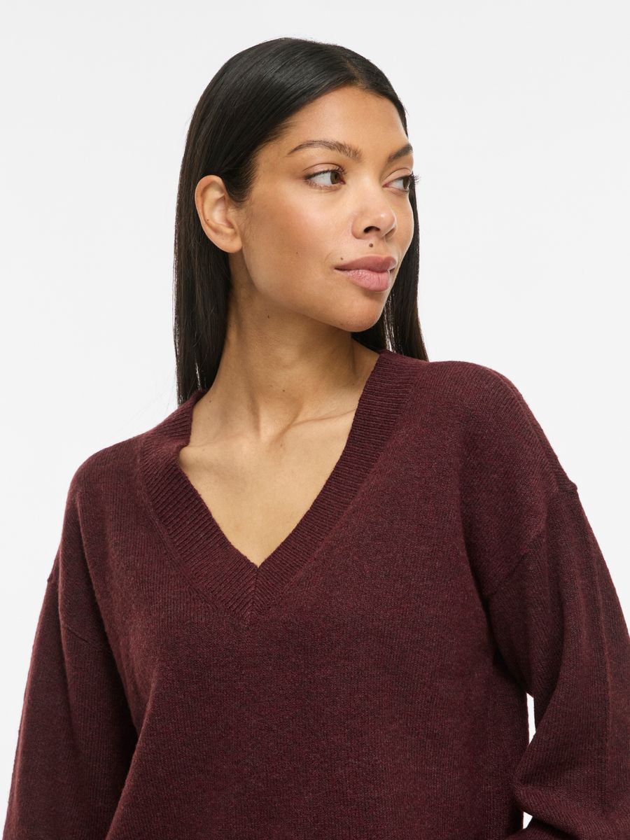VILIGA L/S REV V-NECK KNIT TOP - NOOS