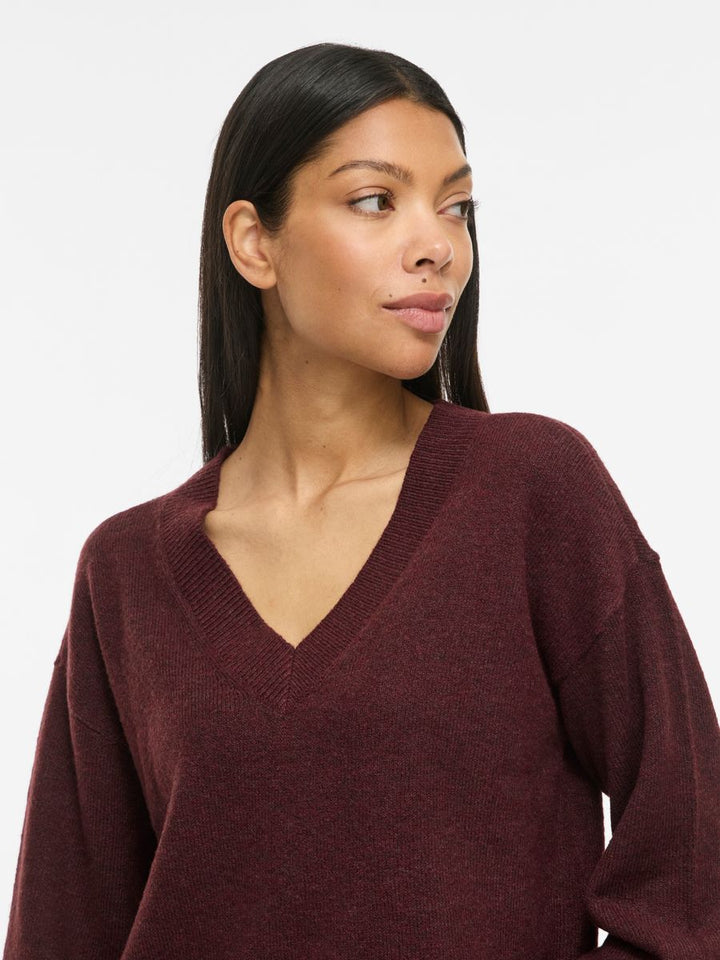 VILIGA L/S REV V-NECK KNIT TOP - NOOS