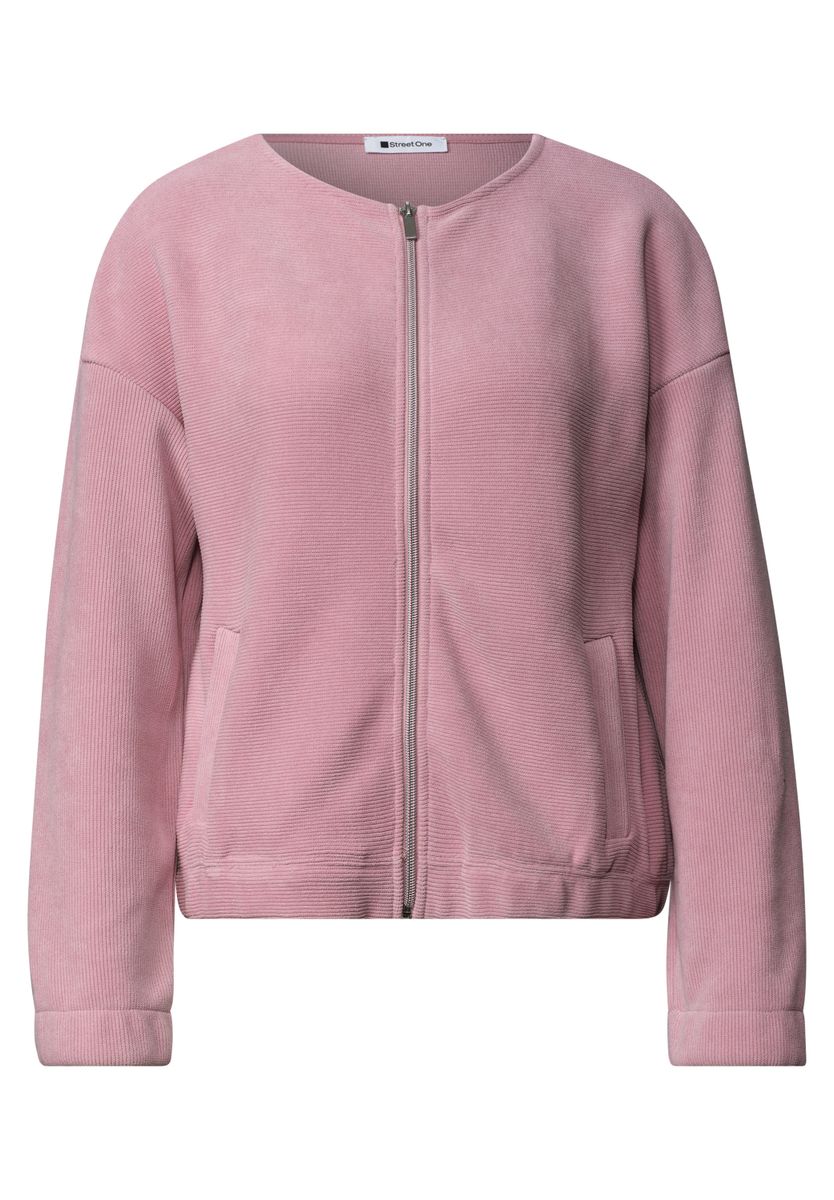 Jacke mit Rundhals in Cord-Optik