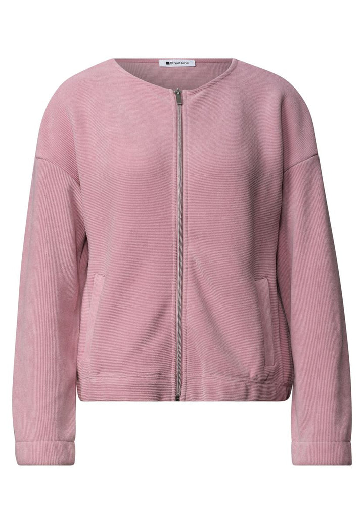 Jacke mit Rundhals in Cord-Optik