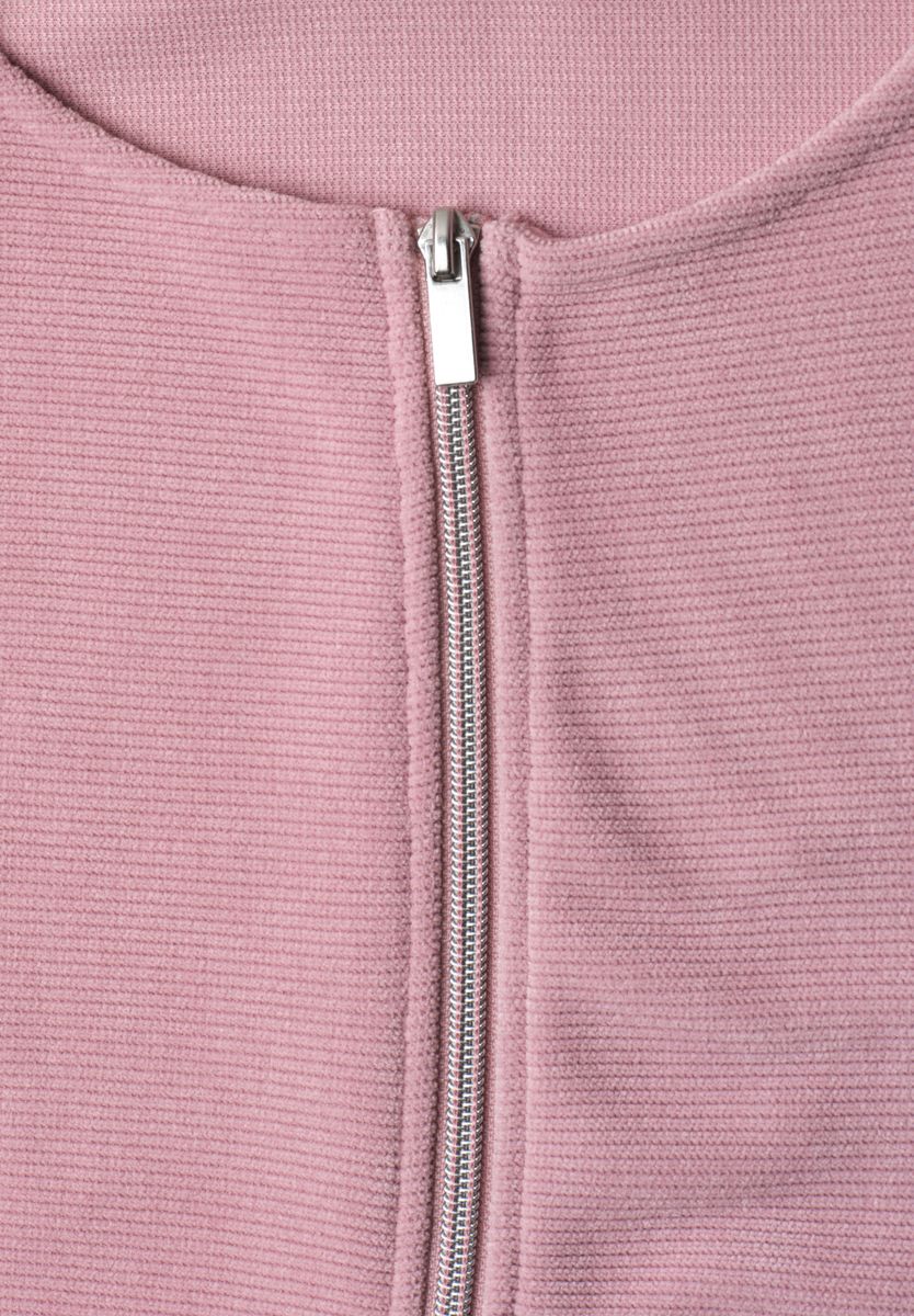 Jacke mit Rundhals in Cord-Optik