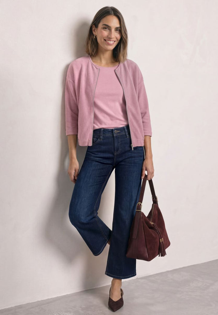 Jacke mit Rundhals in Cord-Optik