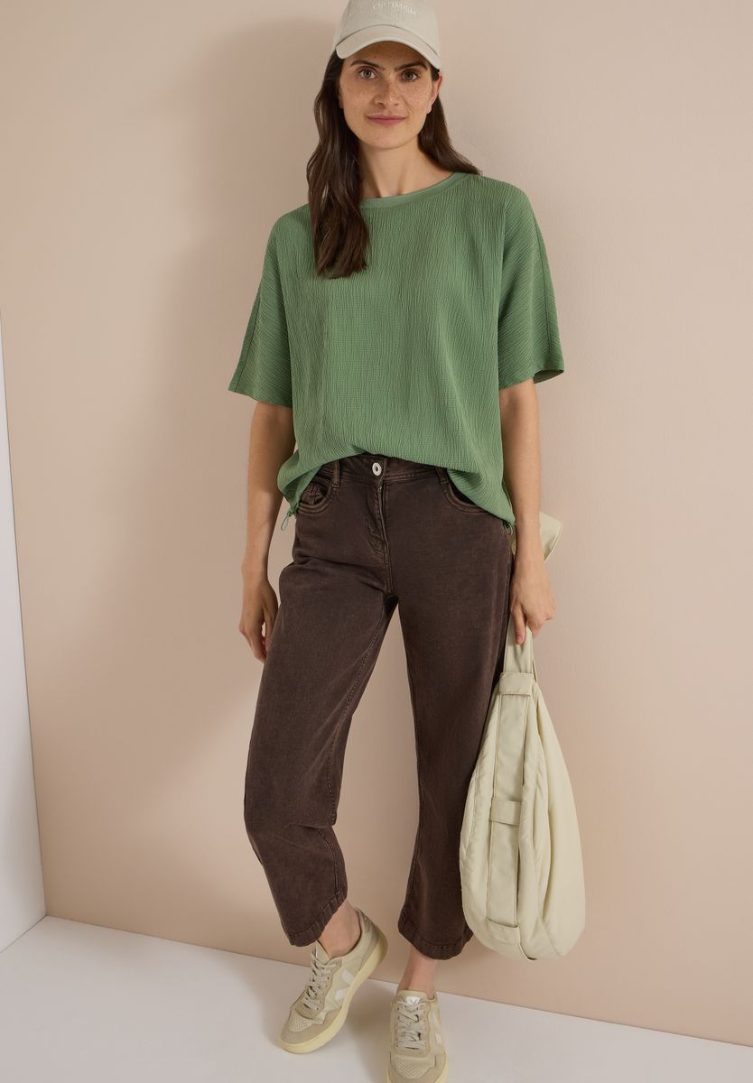 Dropped Shoulder Blusenshirt in Unifarbe
