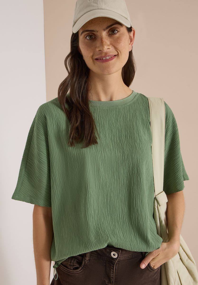 Dropped Shoulder Blusenshirt in Unifarbe