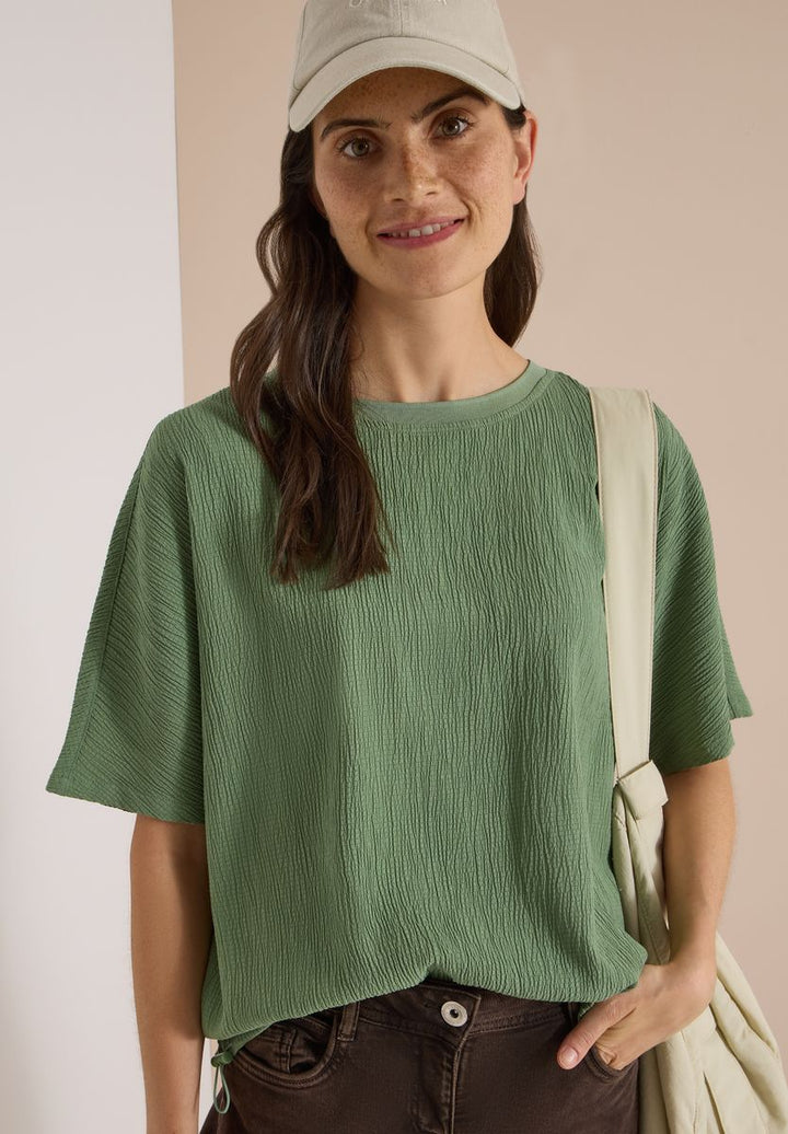 Dropped Shoulder Blusenshirt in Unifarbe