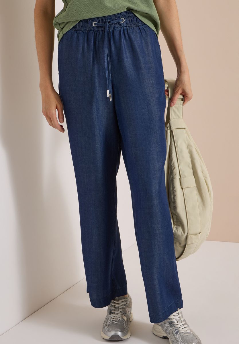 Wide Leg Hose in Denim-Optik