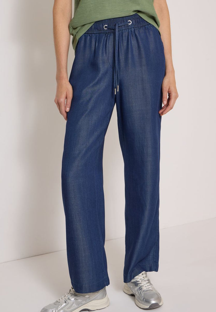 Wide Leg Hose in Denim-Optik