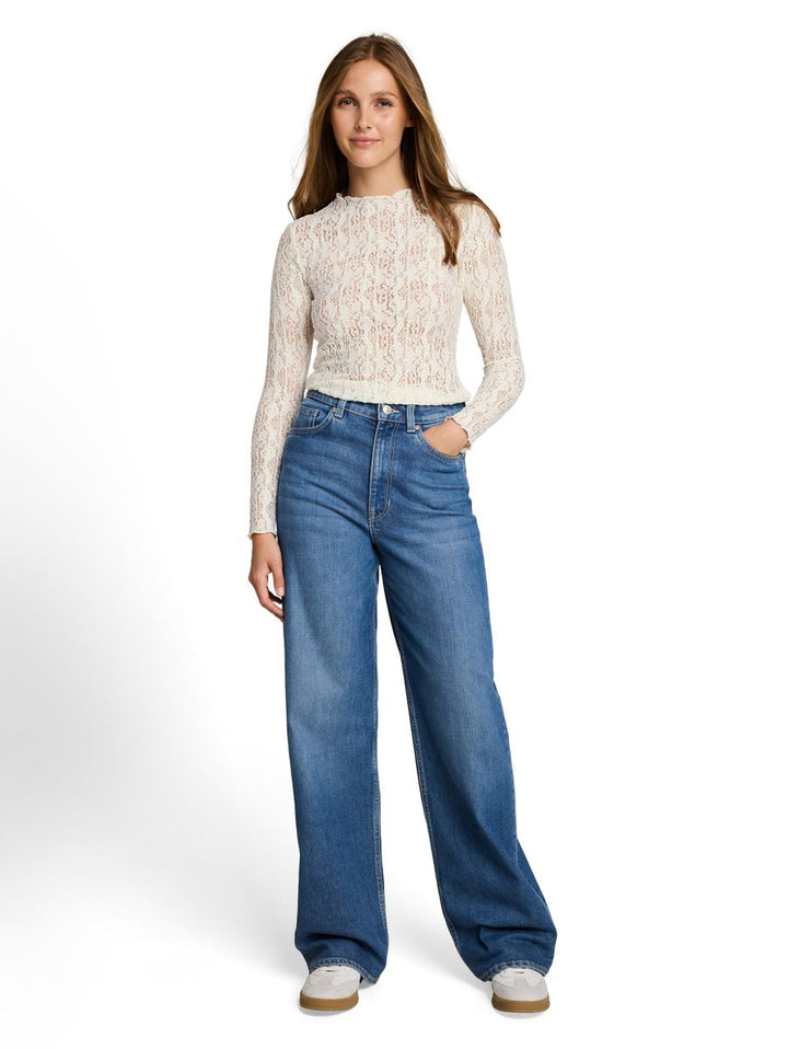 Slim Fit Langarmshirt aus Spitze