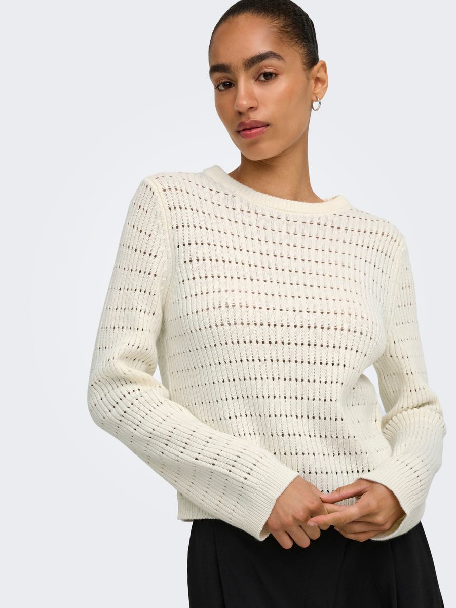 ONLAVIA LS O-NECK POINTELLE KNT