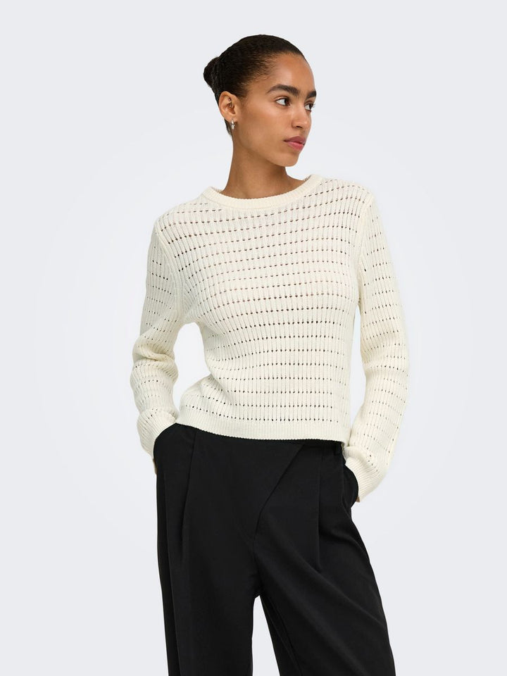 ONLAVIA LS O-NECK POINTELLE KNT