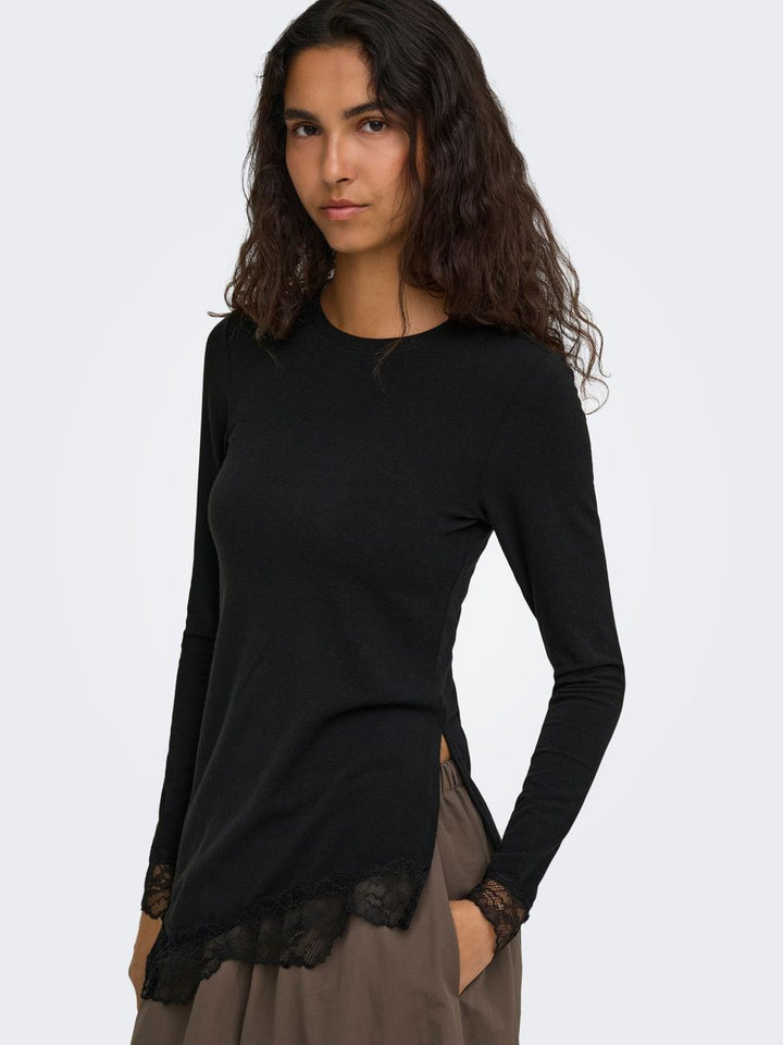 ONLGLAMOUR L/S LACE DETAIL TOP JRS
