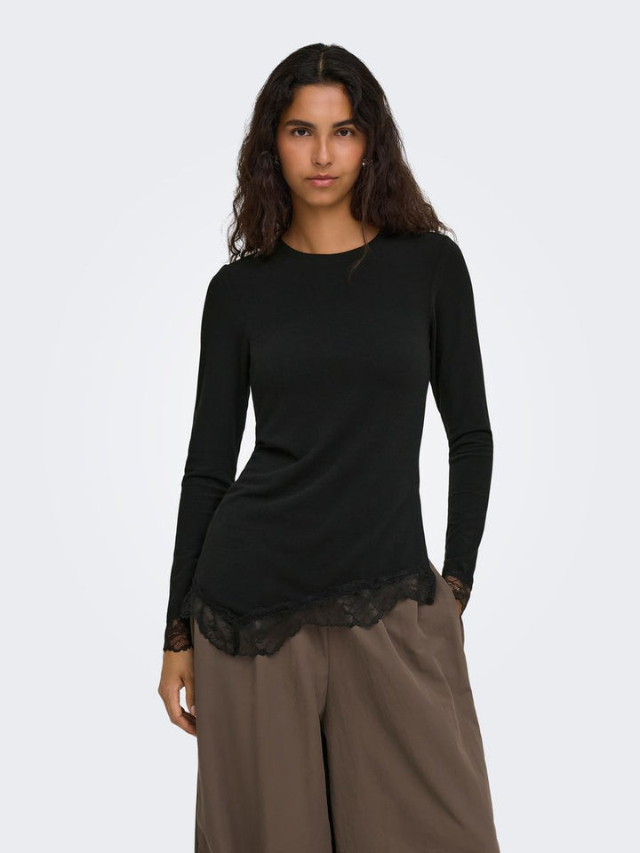 ONLGLAMOUR L/S LACE DETAIL TOP JRS