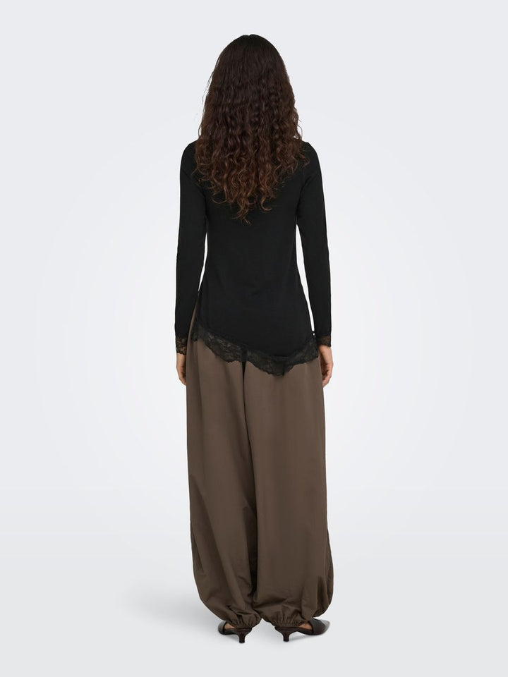 ONLGLAMOUR L/S LACE DETAIL TOP JRS