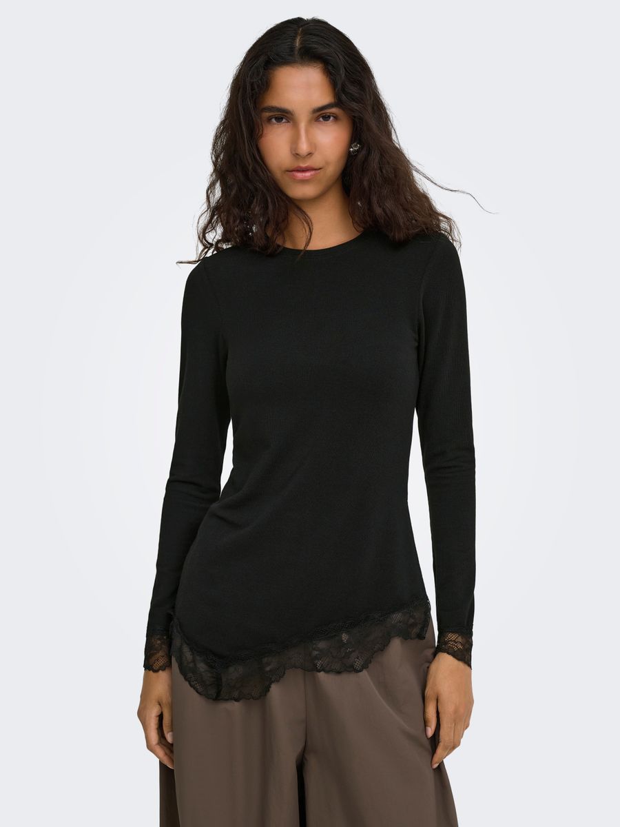 ONLGLAMOUR L/S LACE DETAIL TOP JRS