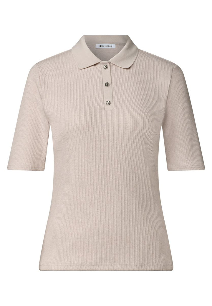 Poloshirt im Strick-Look mit Rippstruktur