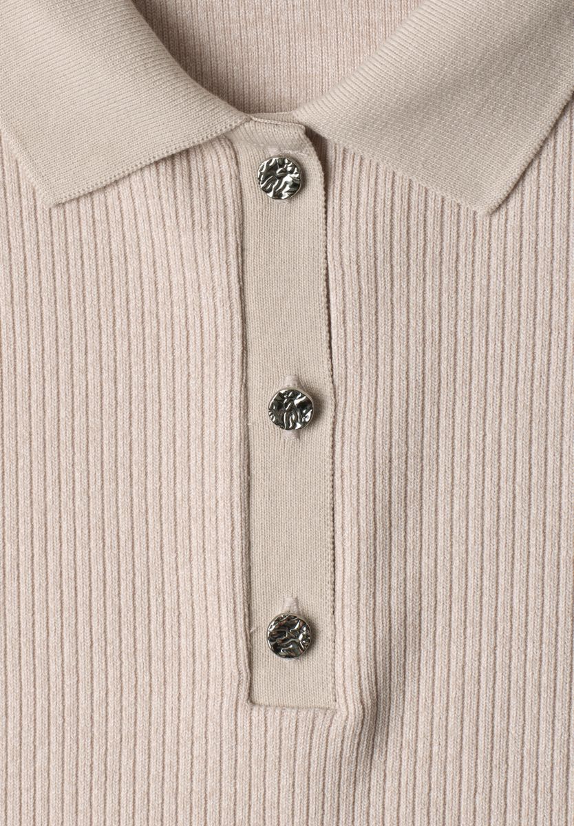 Poloshirt im Strick-Look mit Rippstruktur