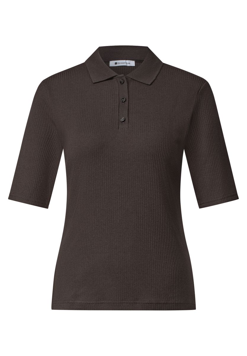Poloshirt im Strick-Look mit Rippstruktur