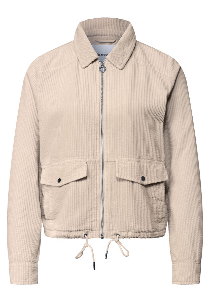 Cordjacke mit Hemdkragen und Zipper