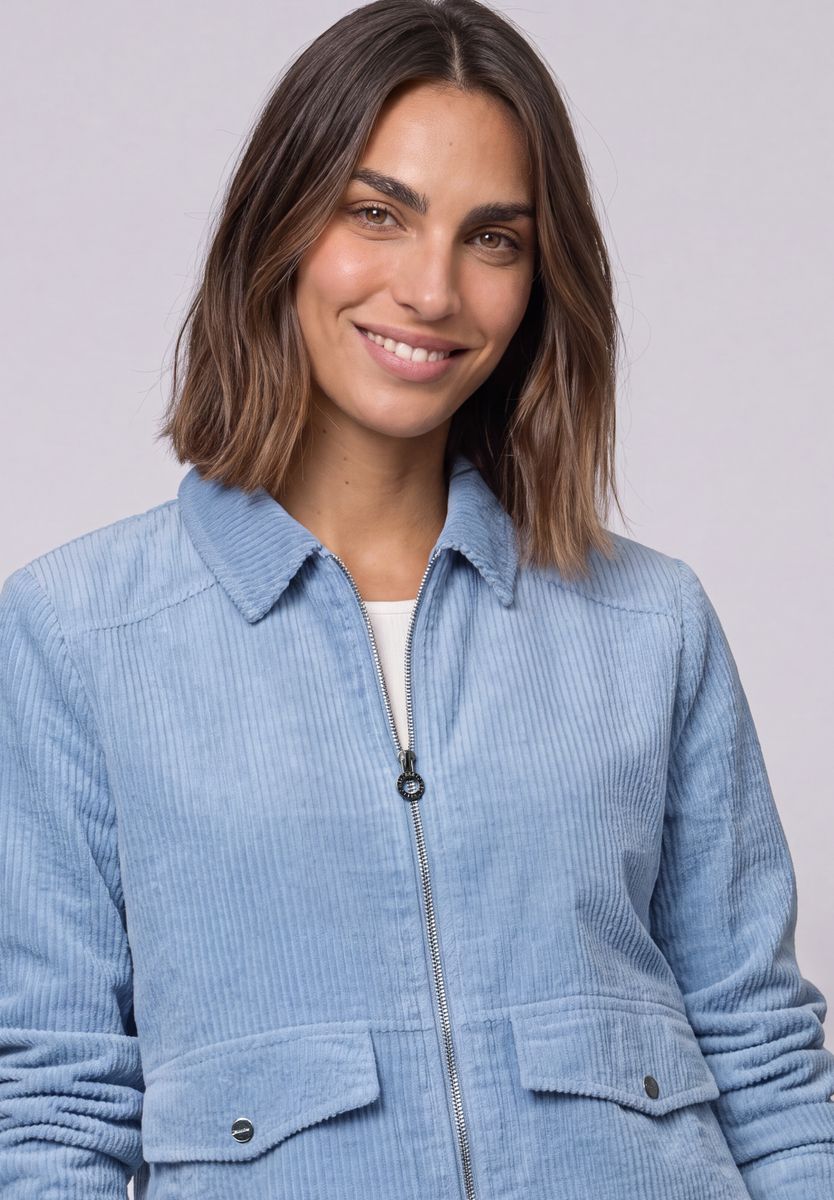 Cordjacke mit Hemdkragen und Zipper